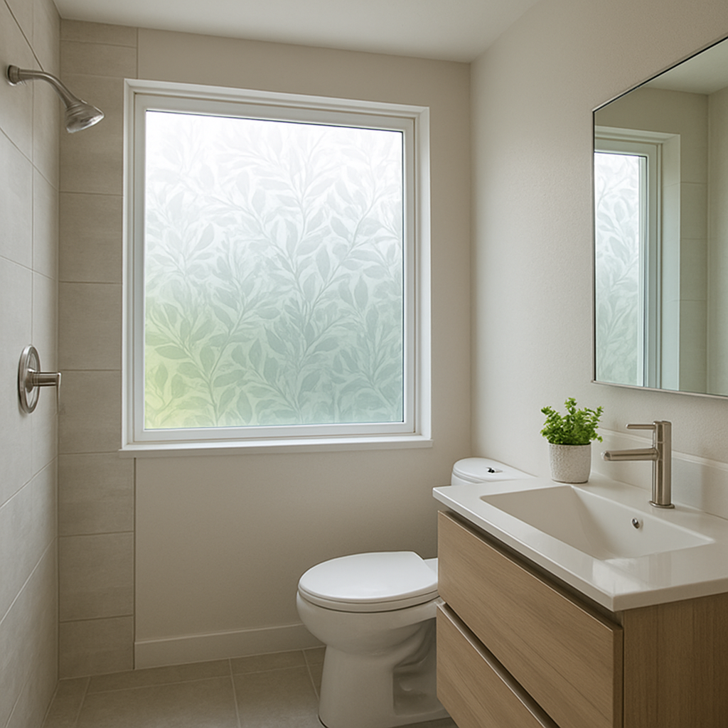 Modern bathroom with window film