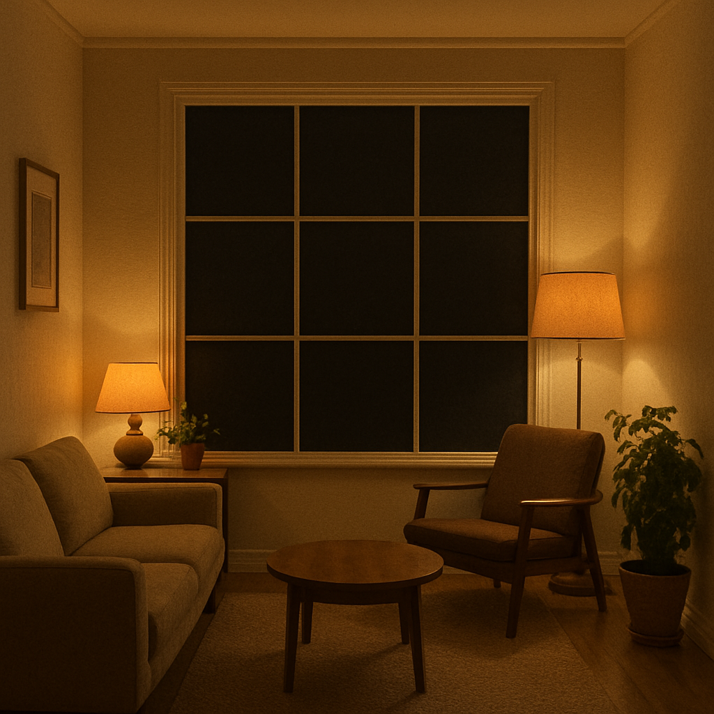 A cozy room with blackout window film