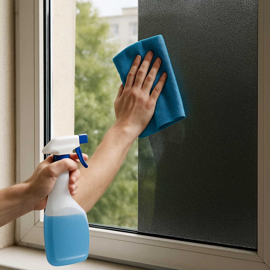 Cleaning one-sided glass film