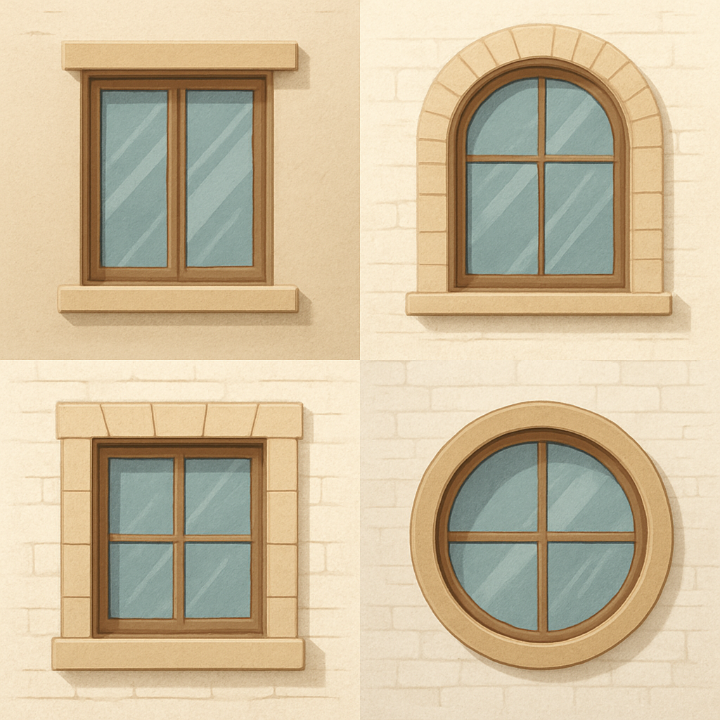 Different window sizes and shapes
