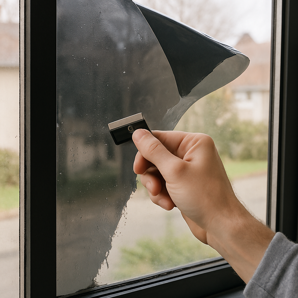 Removing window film with a razor